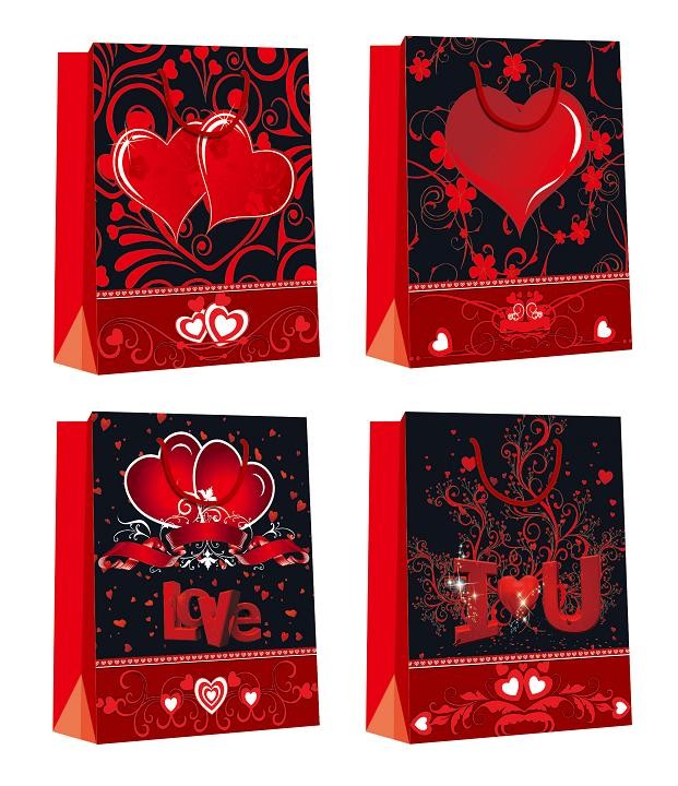 Customized Luxury Shopping Glossy Paper Bags for Valentine's Day eco-friendly
